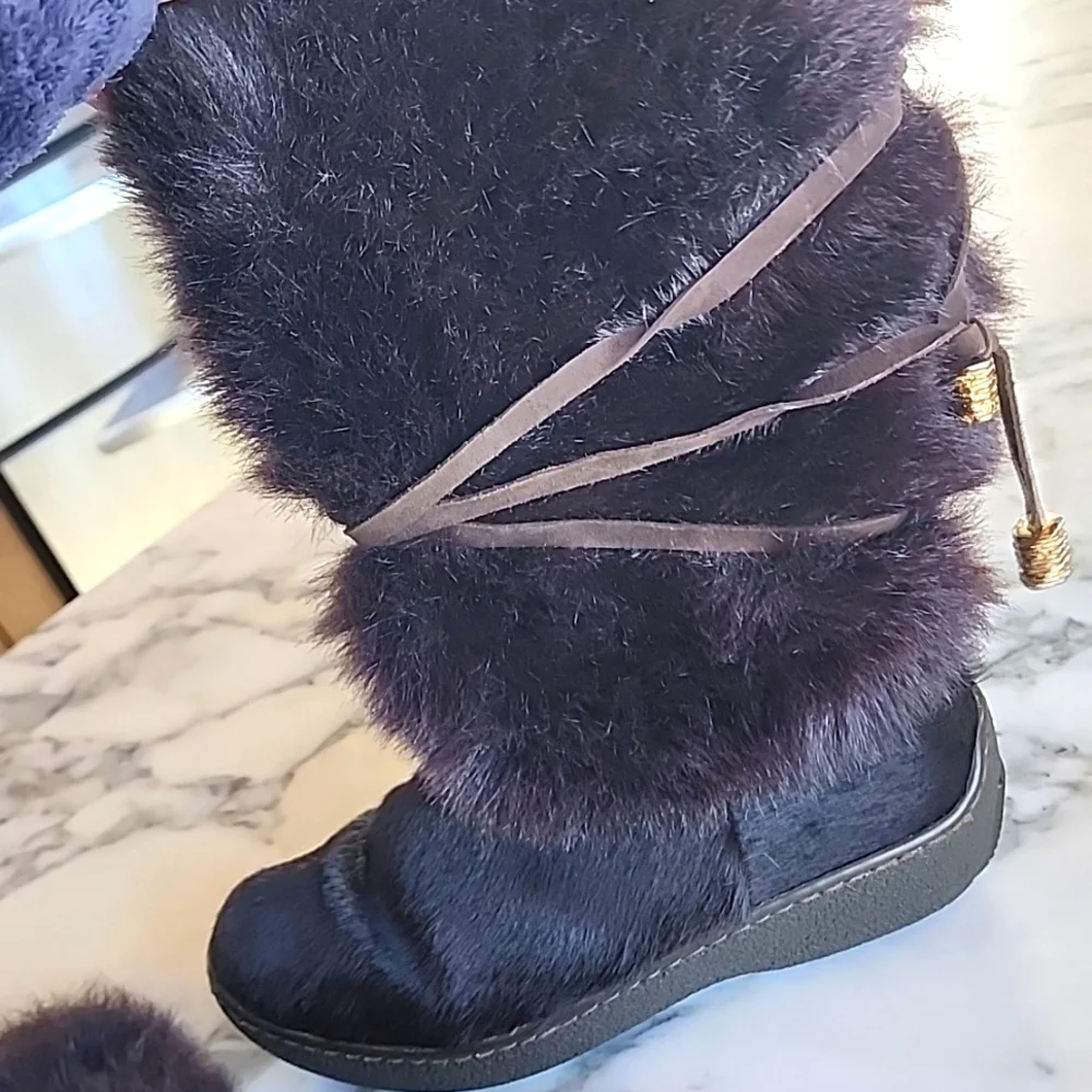 Oscar de la Renta Fur Sport Apres Ski Boots Women's Size 37 - Picture 3 of 12